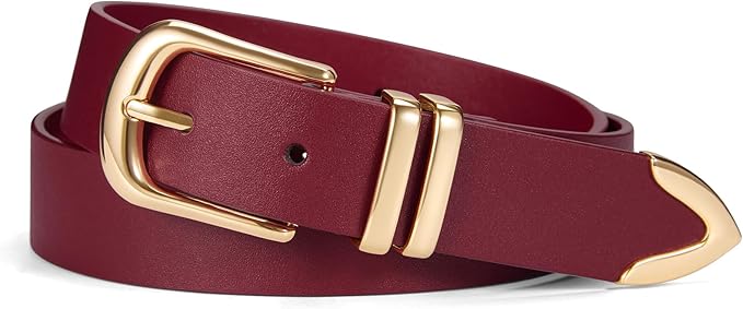 VATAN Women Leather Belt for Jeans Dresses Pants Fashion Ladies Casual Waist Belt with Gold Buckle