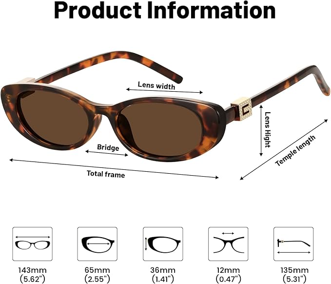 Retro Oval Cat Eye Sunglasses for Women Trendy Narrow Small Oval Sun Glasses 90s Vintage Shades
