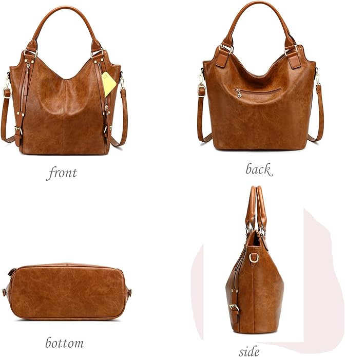 Women Tote Bag Handbags PU Leather Fashion Hobo Shoulder Bags with Adjustable Shoulder Strap