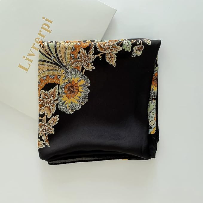 Livrerpi Silk Feeling Head Scarf Fashion Satin Hair Scarf Square Long Scarves for Women Gifts