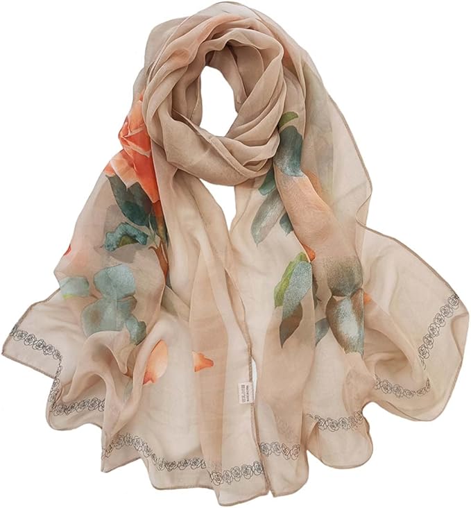 Pokeedioty Women’s Scarf Lightweight Elegant Floral Pattern Scarf Fashion Scarves Sheer Scarfs Shawls