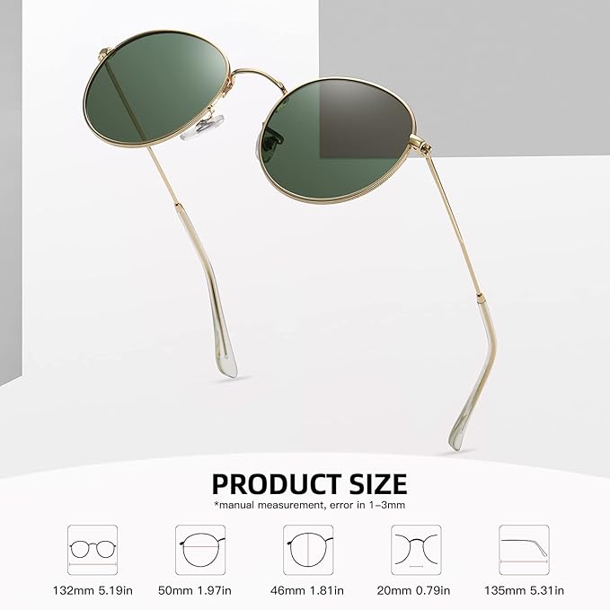 MEETSUN Round Polarized Sunglasses for Women Men Classic Retro Metal Frame Sun Glasses UV Protection