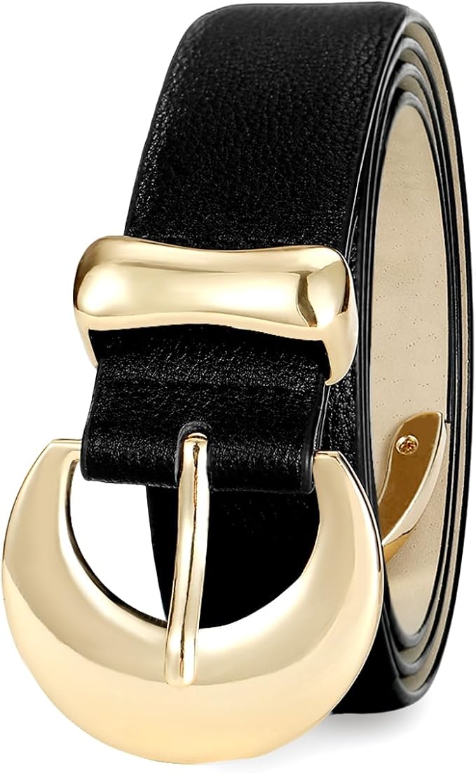 Women's Belt Fashion Buckle Premium Synthetic Leather Ladie Belts for Jeans Minimalist Design Gifts for Women