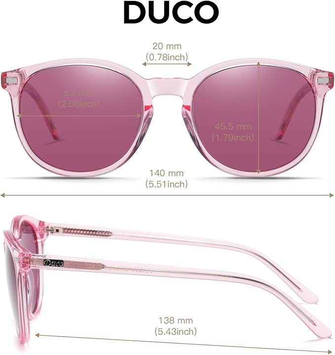 DUCO Polarized Sunglasses for Women Retro Round Women's Sunglasses Classic Vintage UV400 Shades DC1230
