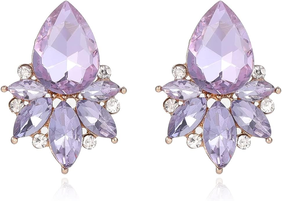 Vintage Rhinestone Earrings Fancy Crystal Cluster Drop Earrings Art Deco Earrings for Women