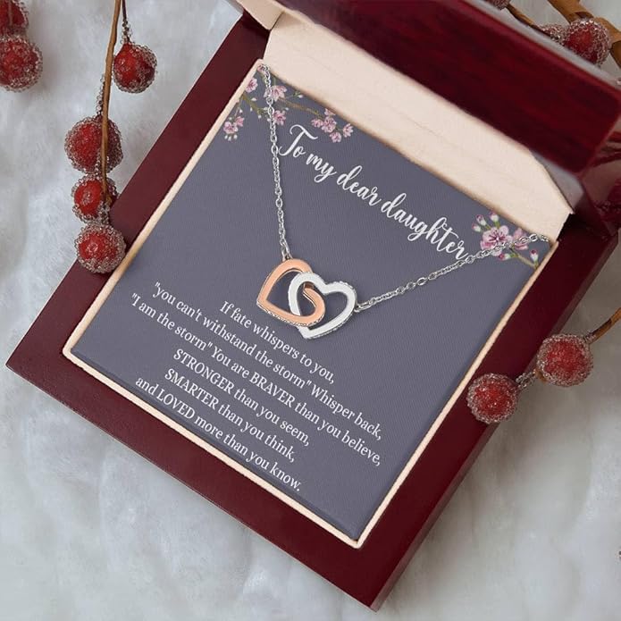 VIRAGIL To My Daughter Gift Necklace From Dad or Mom - Badass Daughter Jewelry With Heartfelt Message & Elegant Box