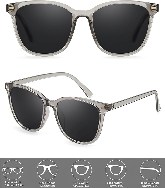FIMILU 2 Packs Sunglasses for Women Polarized UV400 Protection Lens Big Frame Fashion Glasses Trendy Stylish Shade