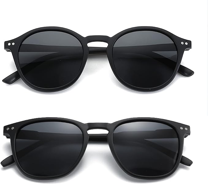 ZENOTTIC Polarized Sunglasses for Women Men: Retro Shades Round | Square Frame UV Protection 2 Pack