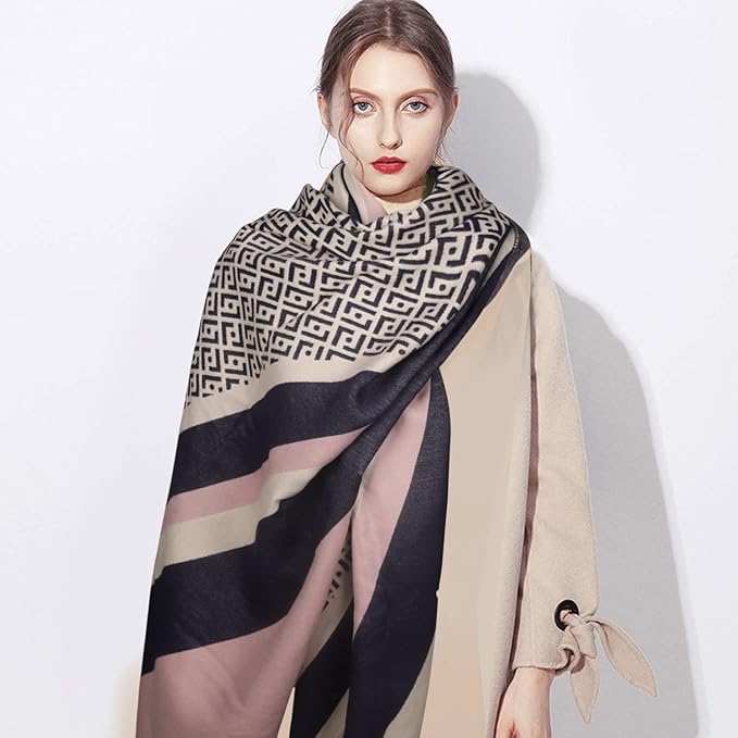 EXTREE Scarfs for Women Pashmina Silky Shawl Wrap for Evening Dressing Blanket Open Front Poncho Cape
