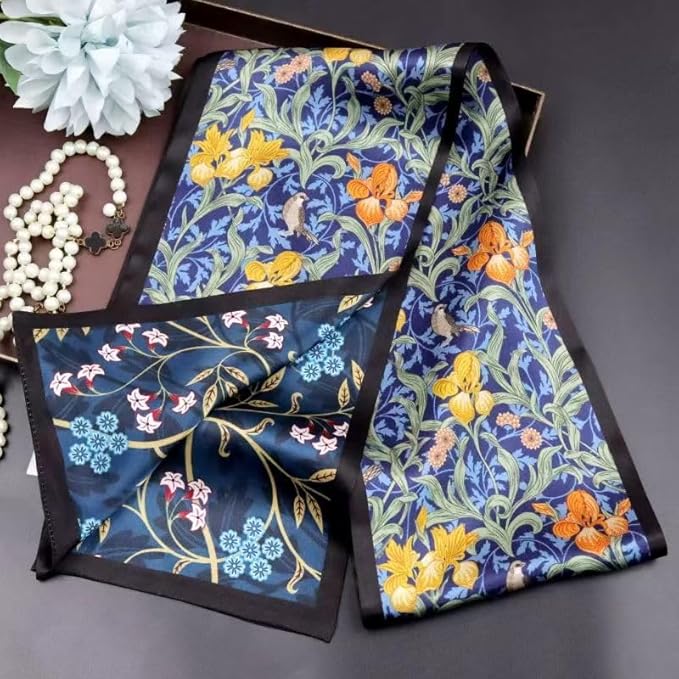 100% Mulberry Silk Ribbon Scarf for Hair Beach Head Wraps for Women Handbag accessories Necktie