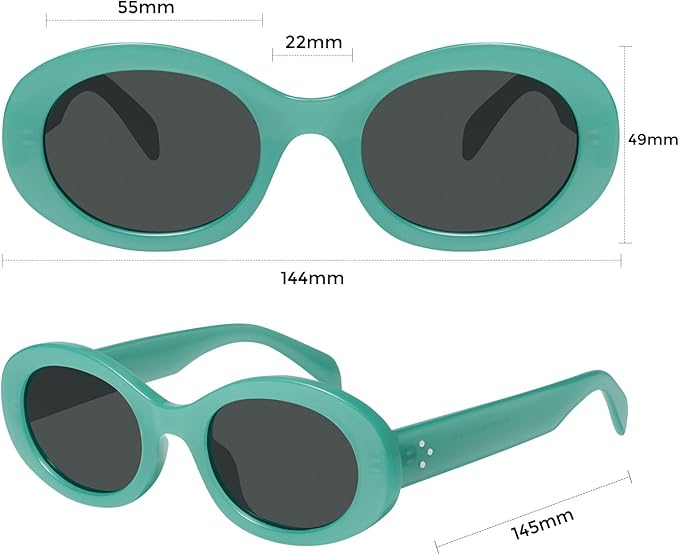 mosanana Oval Retro Trendy Sunglasses for Women 90s Style MS52371