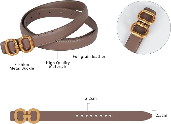 Women's Fashion Classic Metal Buckle Leather Belt with Jeans Dress