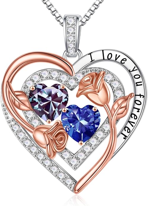 Iefil Mothers Day Gifts for Wife - Sterling Silver Birthstone Necklace Birthday Gifts for Her Wife