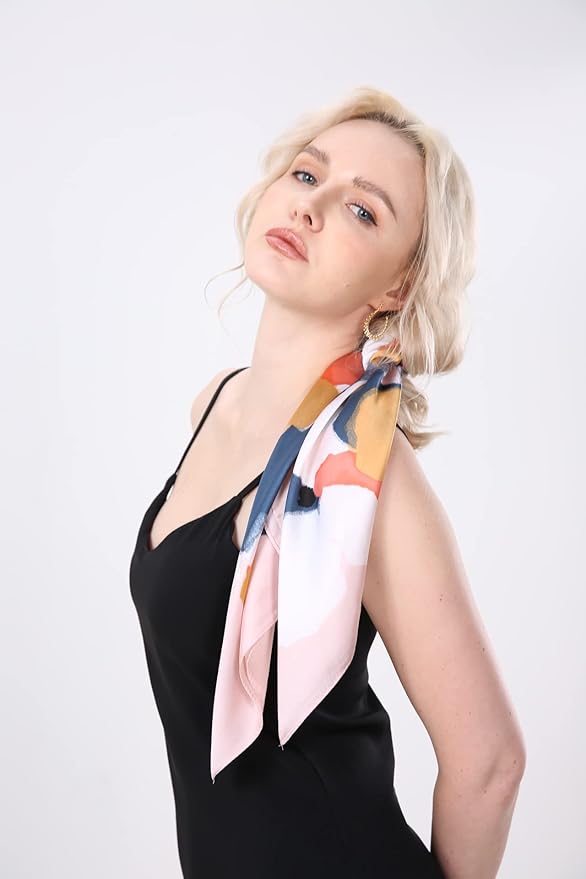 Livrerpi Silk Feeling Head Scarf Fashion Satin Hair Scarf Square Long Scarves for Women Gifts