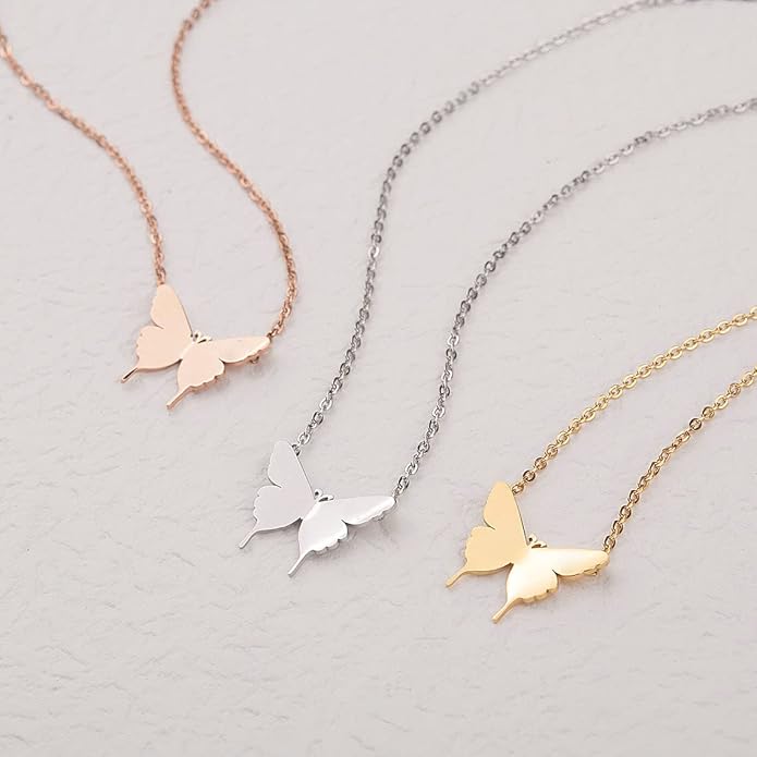 MIDEEO Dainty Butterfly Necklace for Women 14K Gold Plated Butterfly Pendant Necklace Minimalist Charm Jewelry…