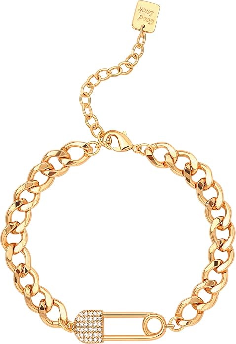 SOFYBJA 18k Gold Plated Personalized Chunky Cuban Oval Link Chain Bracelets for Men Toggle Rope Bracelet Jewelry for Women