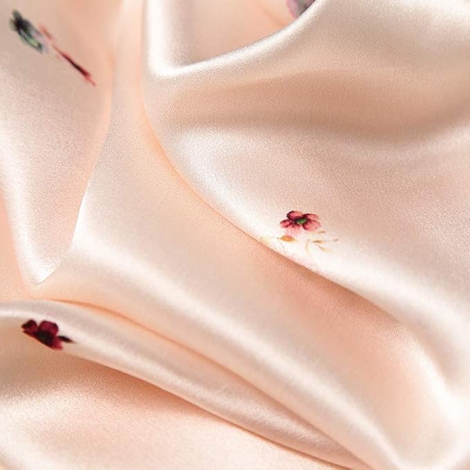 100% Mulberry Silk Scarfs for Women Floral Print Satin Long Scarf for Headscarf Hair Wraps Shawl with Gift Packed