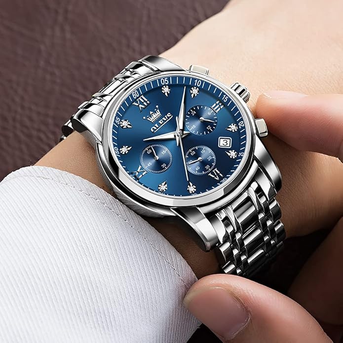 OLEVS Mens Watches Waterproof Stainless Steel Adjustable Bracelet Watch Quartz Analog Watch for Men Fashion Business Classic Mens's Wrist watch's Casual Watches Gold/Blue/Black/White/Face/Dial