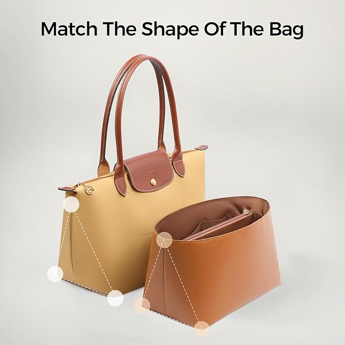 ZTUJO Purse Organizer Insert For Handbags For Le Pliage, Ultra-light Waterproof DupontPaper Upgraded Purse Organizer Insert (Brown, Large)