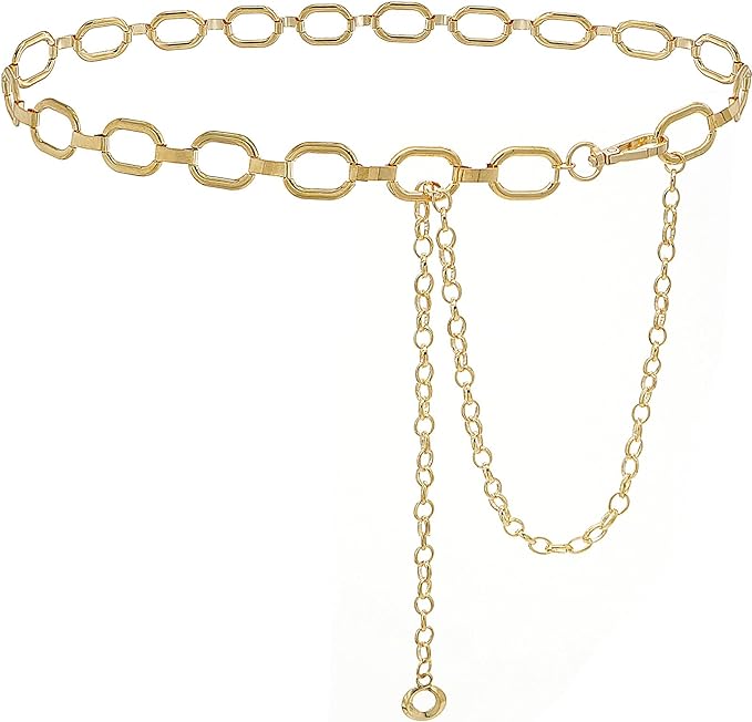 Women's Chain Belt Metal Waist Belt Chunky Belly Link Belt