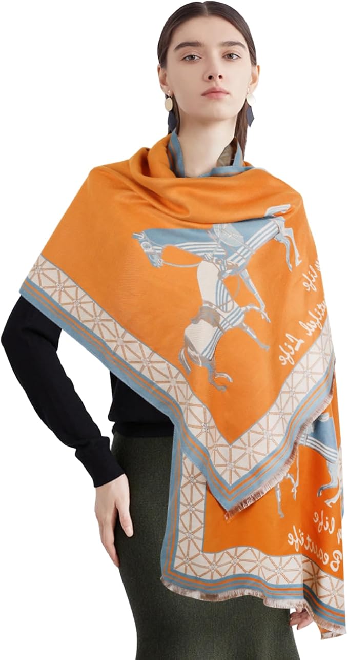 EXTREE Scarfs for Women Pashmina Silky Shawl Wrap for Evening Dressing Blanket Open Front Poncho Cape