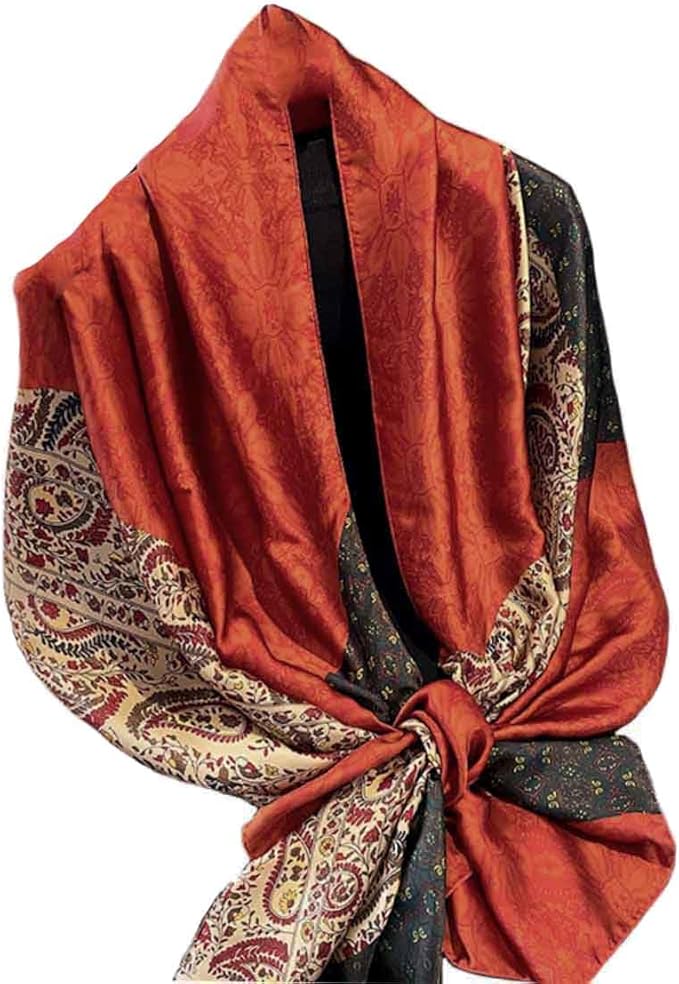Pokeedioty Scarfs for Women Lightweight Head Scarf Fashion Scarves Elegant Floral Pattern Sunscreen Shawls and Wraps