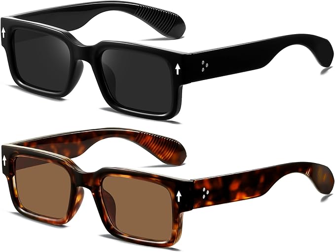 YDAOWKN Square Frame Sunglasses for Women Men Trendy Chunky Rectangle Sun Glasses Black Shades UV400 Protection