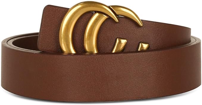Women's Fashion Classic Metal Buckle Leather Belt with Jeans Dress