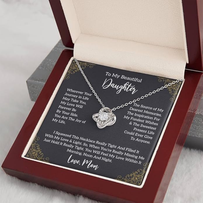 VIRAGIL To My Daughter Gift Necklace From Dad or Mom - Badass Daughter Jewelry With Heartfelt Message & Elegant Box