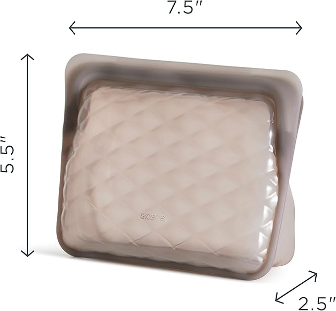 Stasher Premium Silicone Reusable Makeup Essentials Bag, Taupe, Beauty & Travel Toiletry Bag, Storage Bag Organizer, Dishwasher & Heat Safe, TSA Friendly, BPA Free, Leak-free, Eco Friendly, 28 Oz