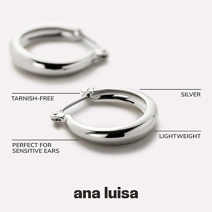 Ana Luisa Hoop Earrings for Women - 14K Gold Plated & Silver Rhodium Plated Assorted Earring Styles - Dainty, Small Gold Hoop Earrings - Hypoallergenic Tarnish-Free Jewelry - Gifts for Women