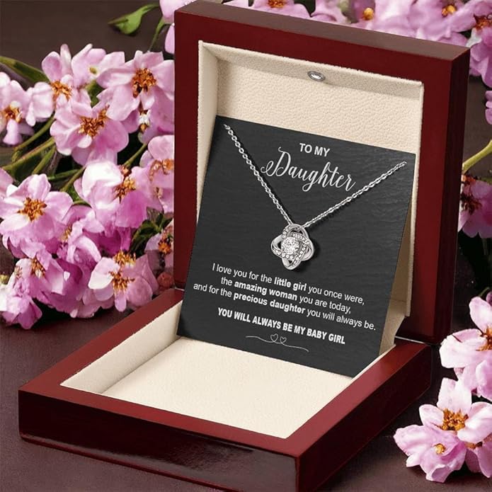 VIRAGIL To My Daughter Gift Necklace From Dad or Mom - Badass Daughter Jewelry With Heartfelt Message & Elegant Box