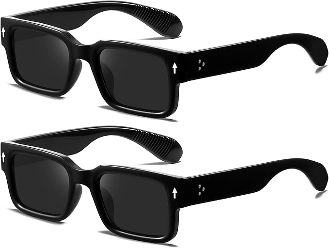 YDAOWKN Square Frame Sunglasses for Women Men Trendy Chunky Rectangle Sun Glasses Black Shades UV400 Protection