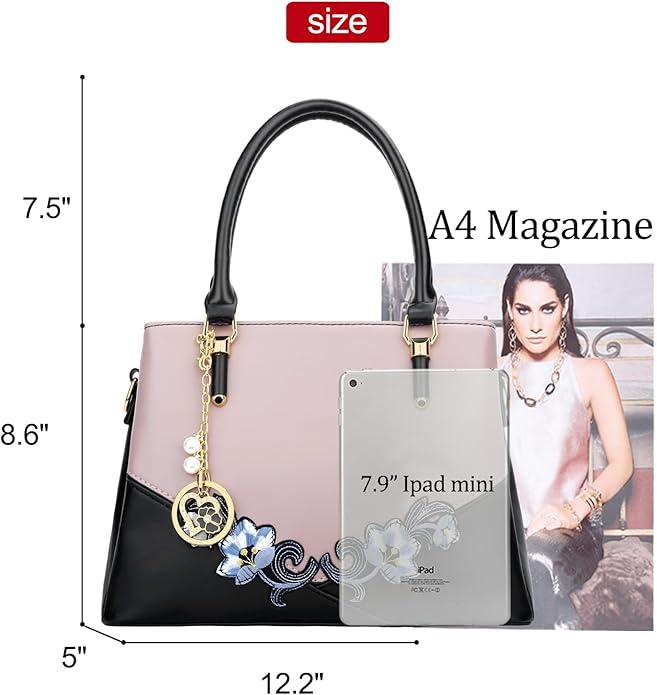 KKXIU 3 Zippered Compartments Purses and Handbags for Women Top Handle Satchel Shoulder Ladies Bags