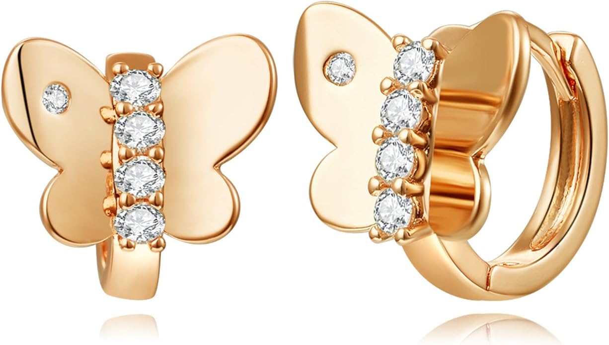 14K Gold Plated Cubic Zirconia Hoop Earrings,Three Row Diamon | Arrows | Double Row of Diamonds Huggie Earrings for Women