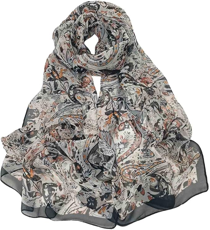Pokeedioty Scarfs for Women Lightweight Scarves Elegant Floral Pattern Sheer Scarfs Shawls Wraps