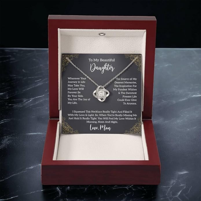 VIRAGIL To My Daughter Gift Necklace From Dad or Mom - Badass Daughter Jewelry With Heartfelt Message & Elegant Box