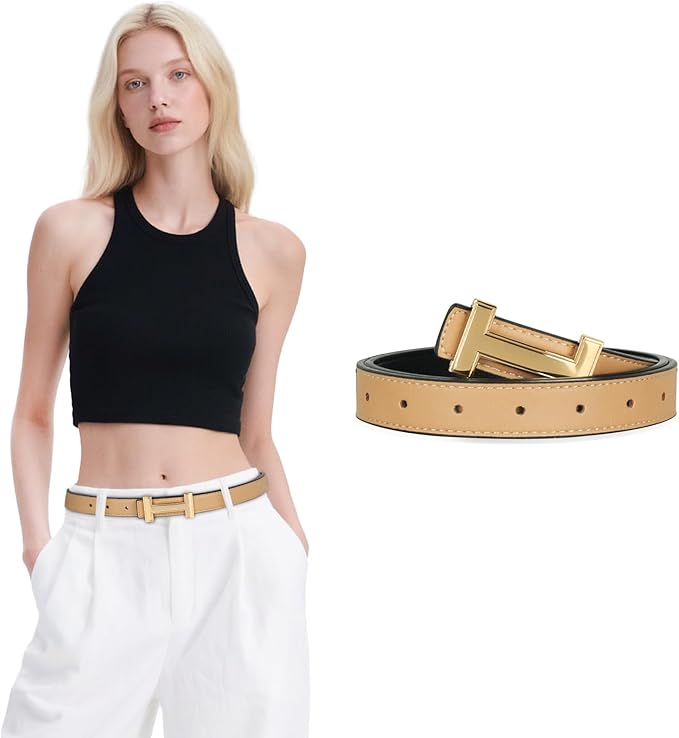 Relang Women's Belts with Gold Buckle, Fashion Waist Band, Elegant Ladies' Belt, Gift for Women