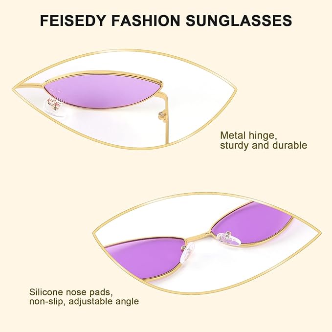 FEISEDY Fashion Designer Sunglasses Retro Small Petals Shape Arc Temple Design B2298