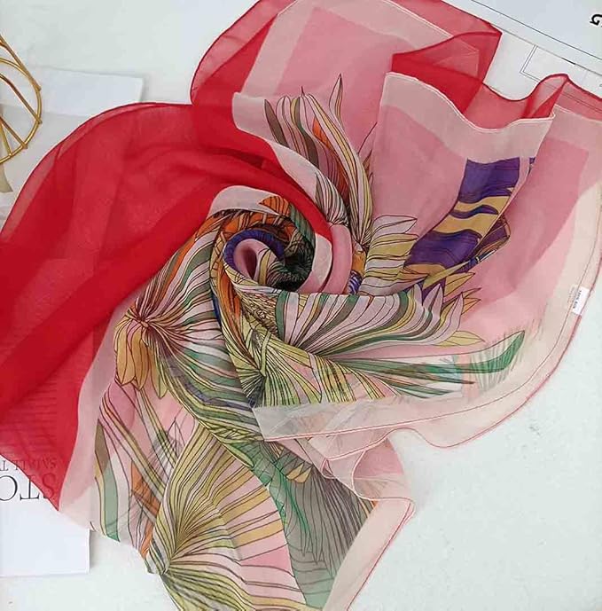 Pokeedioty Scarfs for Women Lightweight Scarves Elegant Floral Pattern Sheer Scarfs Shawls Wraps