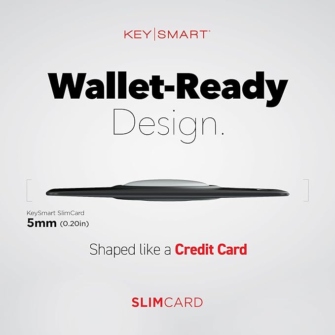 KEY SMART SlimCard AirTag Holder for Wallet - Ultra Slim Wallet Air Tag Holder - AirTag Card Holder with Lanyard Hole, Item Tracker - Auto Lock Air Tag Holders - 2 Pack