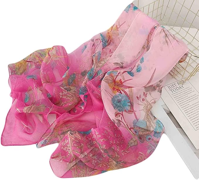 Pokeedioty Scarfs for Women Lightweight Scarves Elegant Floral Pattern Sheer Scarfs Shawls Wraps