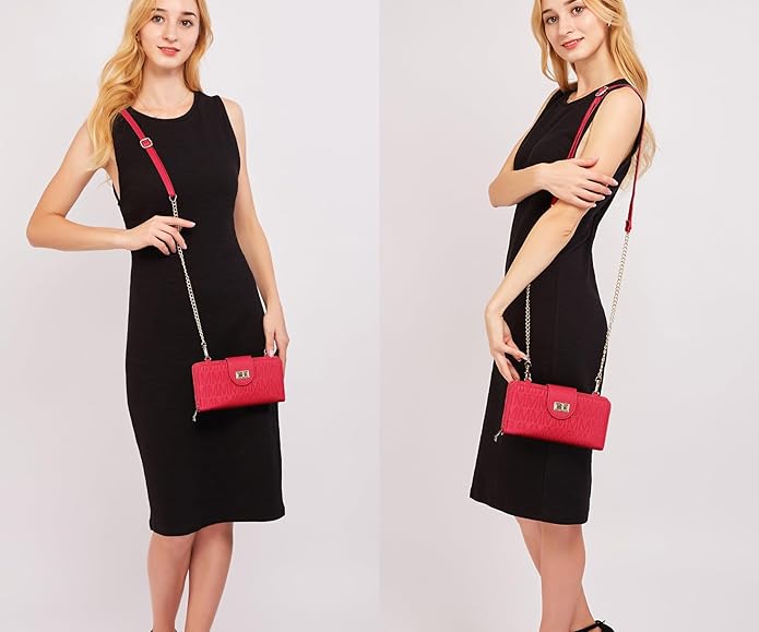 MKP COLLECTION Women Small Crossbody Shoulder Bag Zip Wallet Purse Handbags Clutch Credit Card Holder with Chain Strap