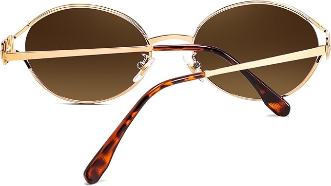FEISEDY Retro Oval Small Sunglasses for Women Men 90s Trendy Classic Y2K Frame Round Shades UV400 Protection B9164