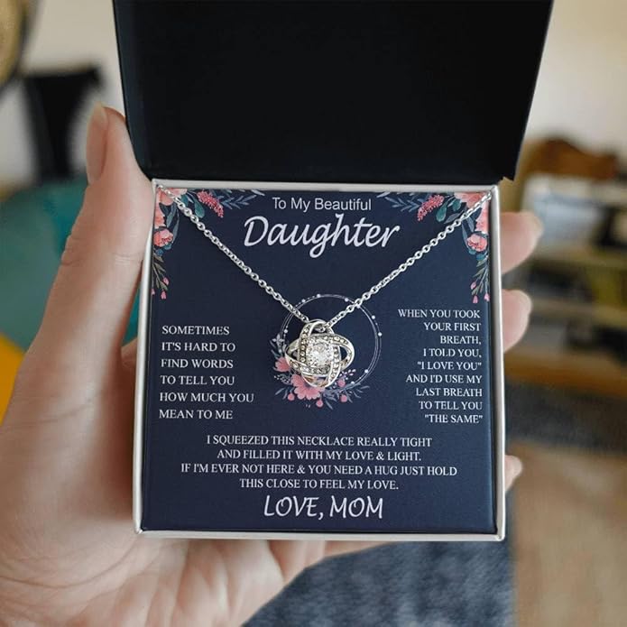 VIRAGIL To My Daughter Gift Necklace From Dad or Mom - Badass Daughter Jewelry With Heartfelt Message & Elegant Box