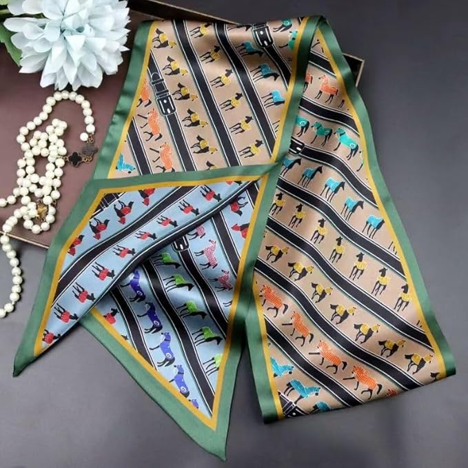 100% Mulberry Silk Ribbon Scarf for Hair Beach Head Wraps for Women Handbag accessories Necktie
