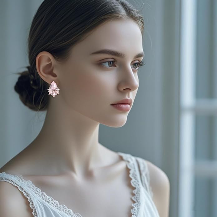 Vintage Rhinestone Earrings Fancy Crystal Cluster Drop Earrings Art Deco Earrings for Women