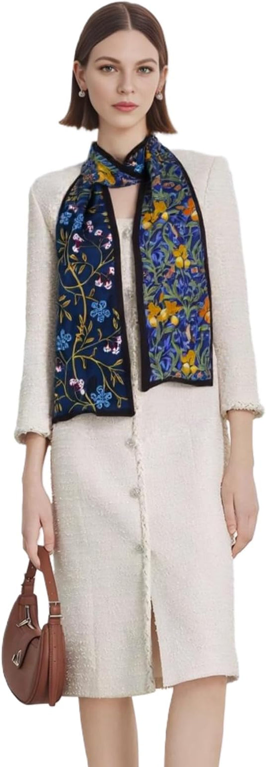100% Mulberry Silk Ribbon Scarf for Hair Beach Head Wraps for Women Handbag accessories Necktie