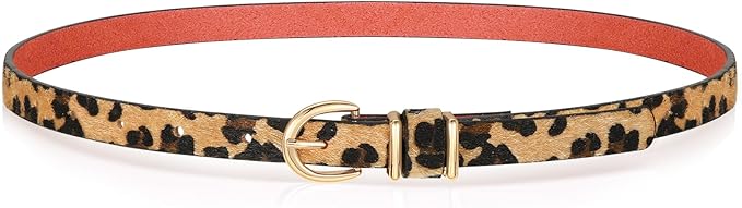 VONMELLI Womens Skinny Leather Belt Thin Waist Belts for Women Fashion Dress Jeans with Gold Buckle
