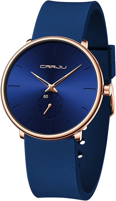 CRRJU Men’s Women Watch Casual Stylish Waterproof Quartz Unisex Wristwatches, Ultra Thin Watches for Men Women, Colorful Silicone Band